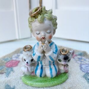 Vintage Napco Woodland Angel Praying Boy Sugar Animals Figurine